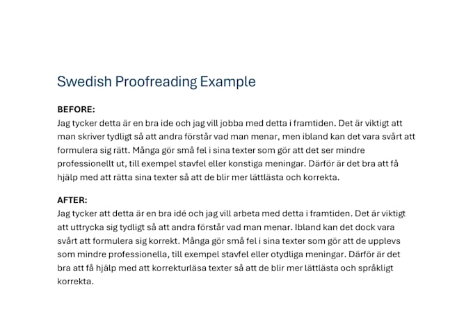 proofread your swedish text within 24 hours